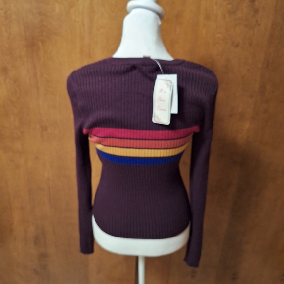 NWT It's Our Time Multicolor Striped Long Sleeve Top - Picture 3 of 6